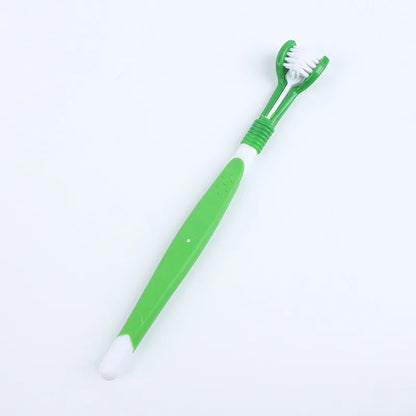 Pet Toothbrush Kit Dental Care Three Heads Dog Toothbrush Finger Toothbrush Teeth Care Dog Cat Cleaning Mouth Dog Toothbrush Kit