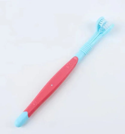 Pet Toothbrush Kit Dental Care Three Heads Dog Toothbrush Finger Toothbrush Teeth Care Dog Cat Cleaning Mouth Dog Toothbrush Kit